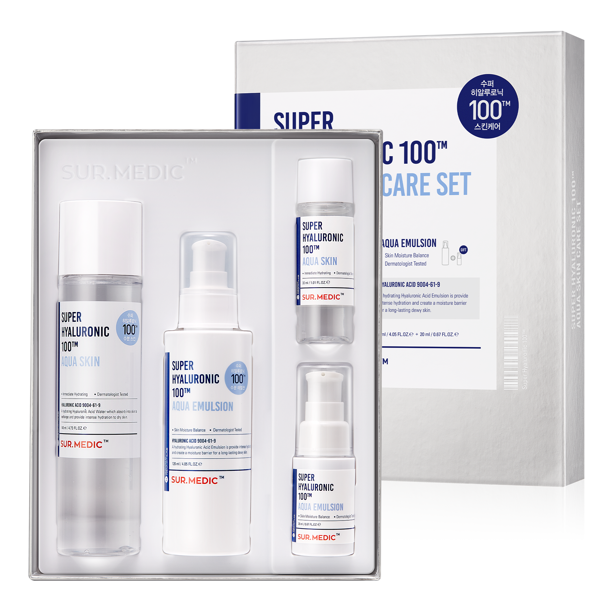 SUR.MEDIC SUPER HYALURONIC 100TM AQUA SKIN CARE SET (SKIN/EMULSION)